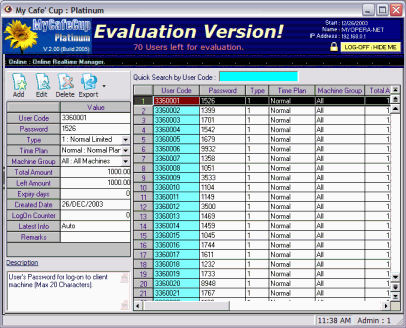 INTERNET CAFE SOFTWARE / CYBERCAFE SOFTWARE / GAMING CAFE SOFTWARE / CYBER CAFE MANAGER